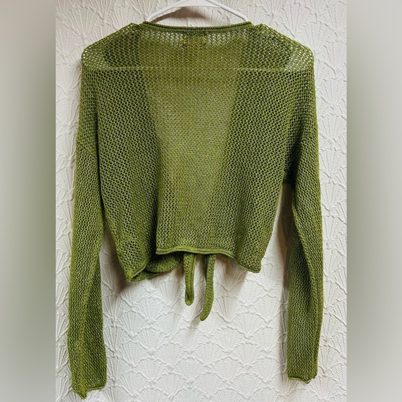 Future Collective Alani Noelle Green Knit Tie-Front Sweater - Picture 5 of 7